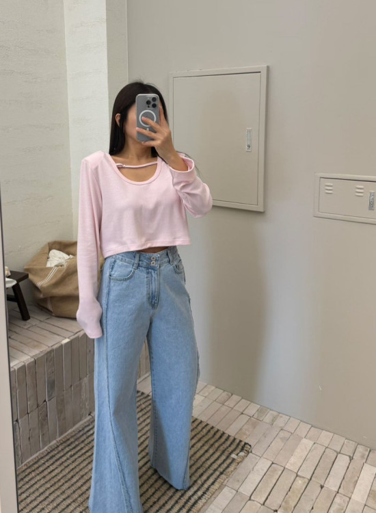 D56 短版長袖造型上衣