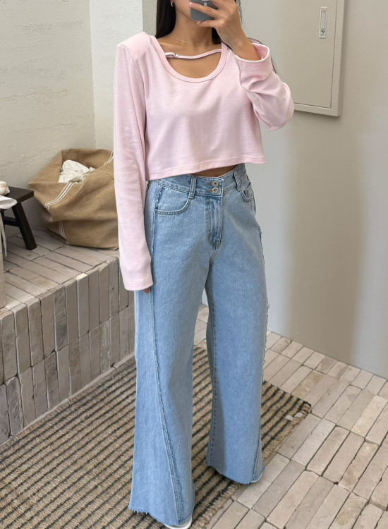 D56 短版長袖造型上衣