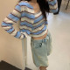 G49 韓系條紋開襟衫+背心兩件套